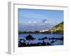 View towards Porto Pim Whaling Station and Pico Mounain, Faial Island, Azores, Portugal, Atlantic,-Karol Kozlowski-Framed Photographic Print