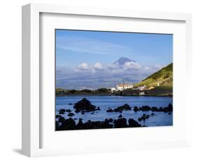 View towards Porto Pim Whaling Station and Pico Mounain, Faial Island, Azores, Portugal, Atlantic,-Karol Kozlowski-Framed Photographic Print