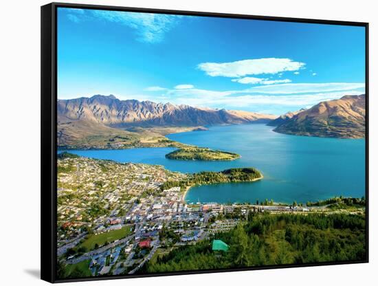 View Towards Queenstown, South Island, New Zealand-Miva Stock-Framed Stretched Canvas