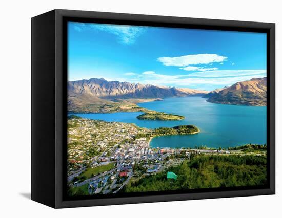 View Towards Queenstown, South Island, New Zealand-Miva Stock-Framed Stretched Canvas