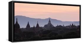 View Towards Shwesandaw Temple, Pagodas and Stupas at Sunset, Bagan (Pagan), Myanmar (Burma)-Stephen Studd-Framed Stretched Canvas