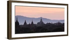 View Towards Shwesandaw Temple, Pagodas and Stupas at Sunset, Bagan (Pagan), Myanmar (Burma)-Stephen Studd-Framed Photographic Print