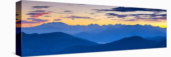 View Towards Swiss Alps from Monte San Salvatore Illuminated at Sunset, Lugano, Lake Lugano-Doug Pearson-Stretched Canvas