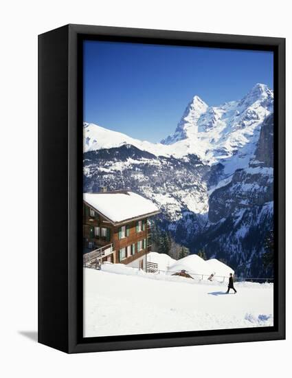 View Towards the Eiger, Murren, Swiss Alps, Switzerland-G Richardson-Framed Stretched Canvas