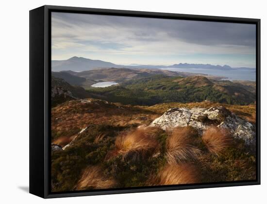 View Towards the Isle of Skye from Plockton Crags, Plockton, Ross Shire, Scotland, United Kingdom, -Jon Gibbs-Framed Stretched Canvas