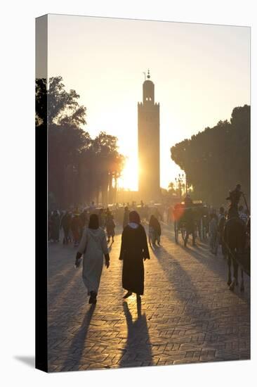 View Towards the Koutoubia Minaret at Sunset with Local People Walking Through the Scene-Lee Frost-Stretched Canvas