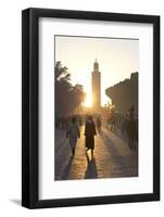 View Towards the Koutoubia Minaret at Sunset with Local People Walking Through the Scene-Lee Frost-Framed Photographic Print