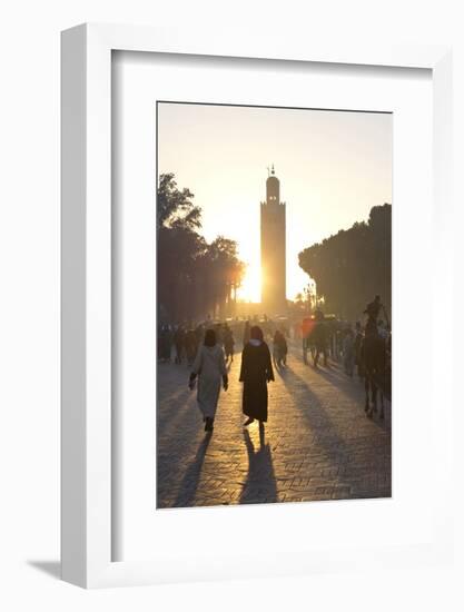 View Towards the Koutoubia Minaret at Sunset with Local People Walking Through the Scene-Lee Frost-Framed Photographic Print