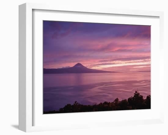 View towards the Pico Island at sunset, Sao Jorge Island, Azores, Portugal, Atlantic, Europe-Karol Kozlowski-Framed Premium Photographic Print