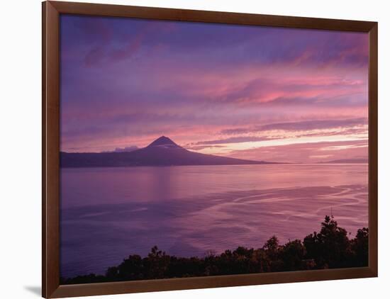 View towards the Pico Island at sunset, Sao Jorge Island, Azores, Portugal, Atlantic, Europe-Karol Kozlowski-Framed Photographic Print