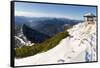 View towards the summit pavilion. View from Mt. Herzogstand near lake Walchensee. Germany, Bavaria-Martin Zwick-Framed Stretched Canvas