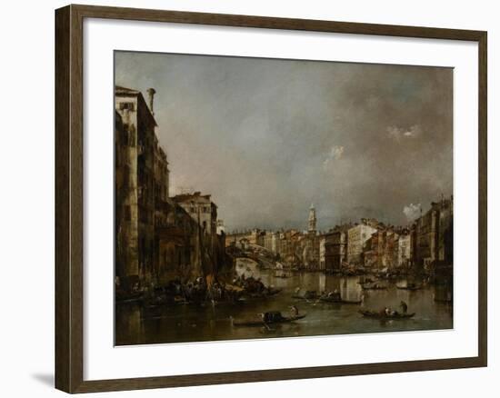 View Up the Grand Canal Toward the Rialto, C.1785-Francesco Guardi-Framed Giclee Print