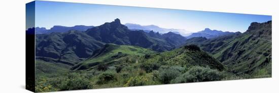 View West from Route Gc210, with Roque Bentayga on the Left, Gran Canaria, Canary Islands, Spain-Kim Hart-Stretched Canvas