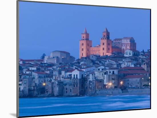 View with Duomo from Beach, Cefalu, Sicily, Italy-Walter Bibikow-Mounted Premium Photographic Print