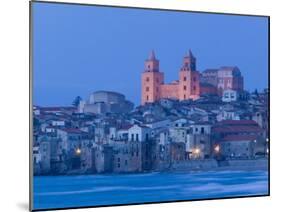 View with Duomo from Beach, Cefalu, Sicily, Italy-Walter Bibikow-Mounted Premium Photographic Print