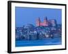 View with Duomo from Beach, Cefalu, Sicily, Italy-Walter Bibikow-Framed Photographic Print