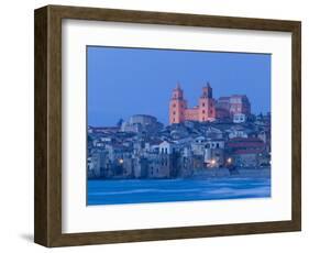View with Duomo from Beach, Cefalu, Sicily, Italy-Walter Bibikow-Framed Photographic Print