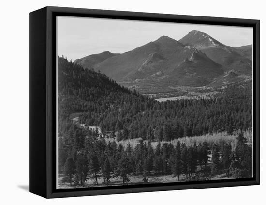 View With Trees In Foreground Barren Mountains In Bkgd "In Rocky Mountain NP" Colorado 1933-1942-Ansel Adams-Framed Stretched Canvas