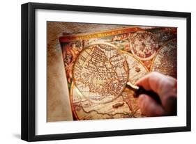 Viewed Through A Magnifying Glass North America On The Old Map-Volff-Framed Art Print