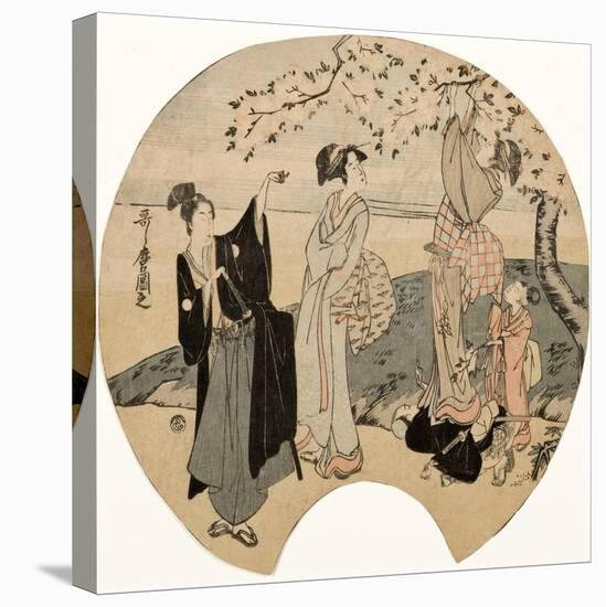 Viewing Cherry Blossoms, 1794-96-Kitagawa Utamaro-Stretched Canvas