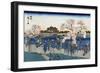 Viewing Cherry Blossoms along the Sumida River, Japanese Wood-Cut Print-Lantern Press-Framed Art Print