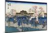 Viewing Cherry Blossoms along the Sumida River, Japanese Wood-Cut Print-Lantern Press-Mounted Art Print
