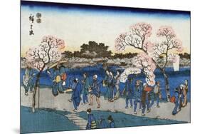 Viewing Cherry Blossoms along the Sumida River, Japanese Wood-Cut Print-Lantern Press-Mounted Art Print