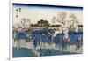 Viewing Cherry Blossoms along the Sumida River, Japanese Wood-Cut Print-Lantern Press-Framed Art Print