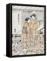 Viewing Cherry Blossoms-Torii Kiyonaga-Framed Stretched Canvas