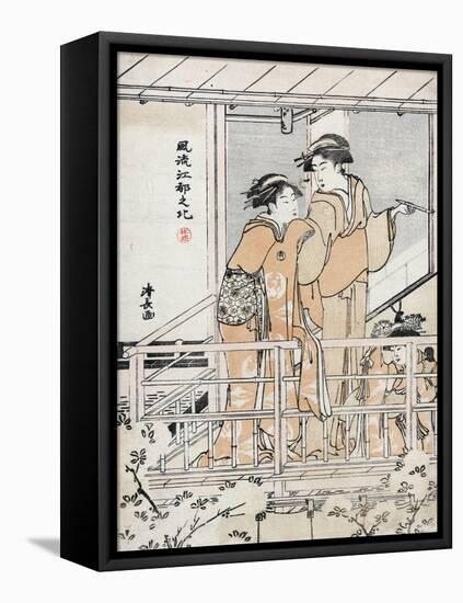 Viewing Cherry Blossoms-Torii Kiyonaga-Framed Stretched Canvas