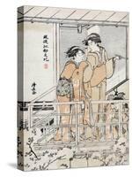 Viewing Cherry Blossoms-Torii Kiyonaga-Stretched Canvas