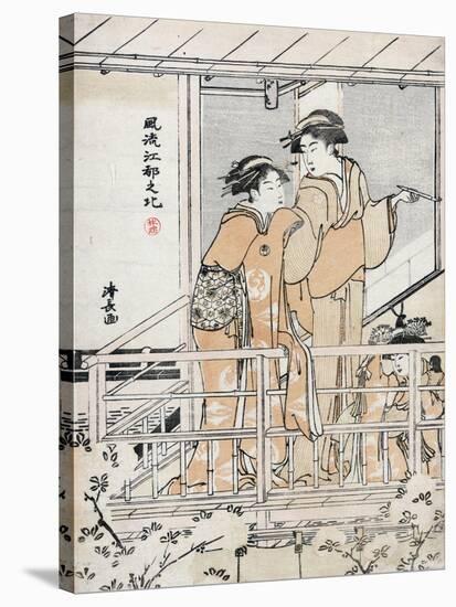 Viewing Cherry Blossoms-Torii Kiyonaga-Stretched Canvas