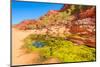 Viewpoint between Pound Walk and Ghost Gum Walk with rocky cliffs of Ormiston Gorge-Alberto Mazza-Mounted Photographic Print