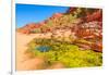 Viewpoint between Pound Walk and Ghost Gum Walk with rocky cliffs of Ormiston Gorge-Alberto Mazza-Framed Photographic Print