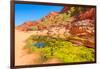 Viewpoint between Pound Walk and Ghost Gum Walk with rocky cliffs of Ormiston Gorge-Alberto Mazza-Framed Photographic Print