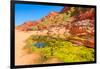 Viewpoint between Pound Walk and Ghost Gum Walk with rocky cliffs of Ormiston Gorge-Alberto Mazza-Framed Photographic Print