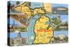 Views and Map of Michigan-null-Stretched Canvas
