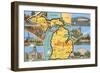 Views and Map of Michigan-null-Framed Art Print