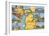 Views and Map of Michigan-null-Framed Art Print