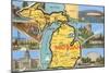 Views and Map of Michigan-null-Mounted Art Print