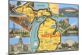 Views and Map of Michigan-null-Mounted Art Print