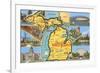 Views and Map of Michigan-null-Framed Premium Giclee Print