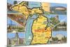 Views and Map of Michigan-null-Mounted Premium Giclee Print