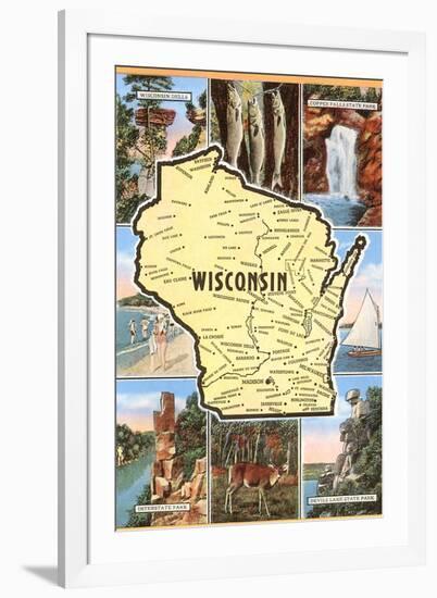 Views and Map of Wisconsin-null-Framed Art Print
