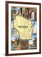 Views and Map of Wisconsin-null-Framed Art Print