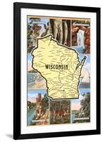 Views and Map of Wisconsin-null-Framed Art Print