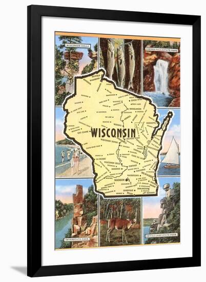 Views and Map of Wisconsin-null-Framed Art Print