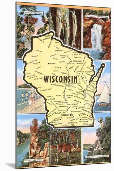 Views and Map of Wisconsin-null-Mounted Art Print