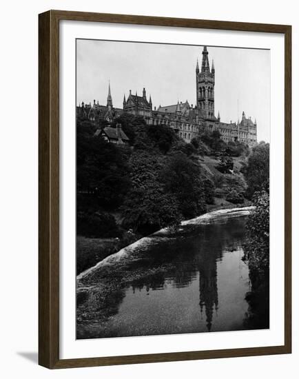 Views Glasgow University with the River Kelvin Flowing Alongside-null-Framed Premium Photographic Print