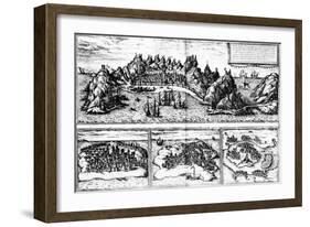 Views of Aden, Mombaza, Quiloa and Cefala, from Georg Braun's 'Civitates Orbis Terrarum',…-Georg and Hogenberg, Franz Braun-Framed Giclee Print